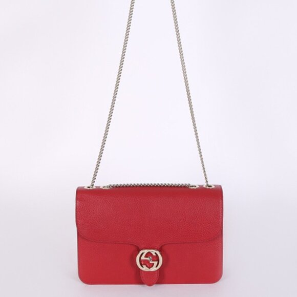 Gucci Interlocking G Shoulder Bag Red Medium - Picture 2 of 10